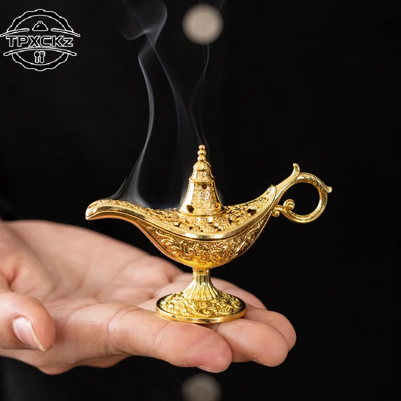 Classic Rare Hollow Legend Aladdin Magic Genie Lamps Incense Burners Retro Wishing Oil Lamp Home Decor Gift