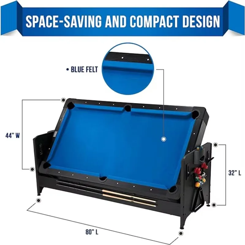 7-Foot 4-in-1 Reversible Indoor Game Table Snooker Billiard Table Tennis Air Hockey Dinning-Durable MDF Comfortable Cushions