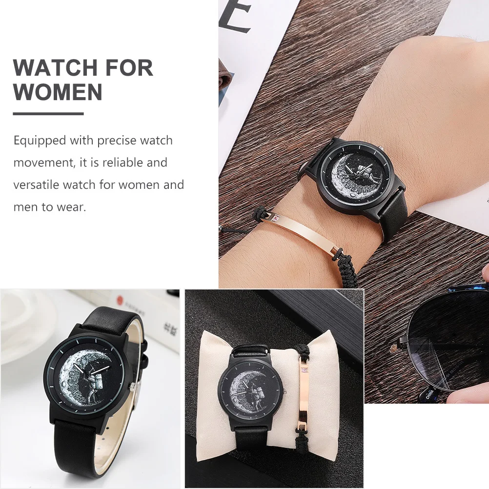 ساعة للنساء مع حزام ساعة يد بحزام للرجال بتصميم كلاسيكي هدية للعطلات والمهرجانات للسيدات #5