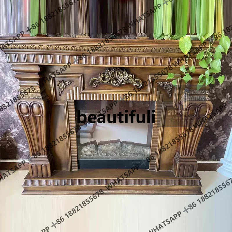 وصل حديثًا خزانة موقد من الخشب الصلب الأمريكي الداكن بطول 1.5 متر، فرن تسخين مزخرف، ديكور أساسي #2