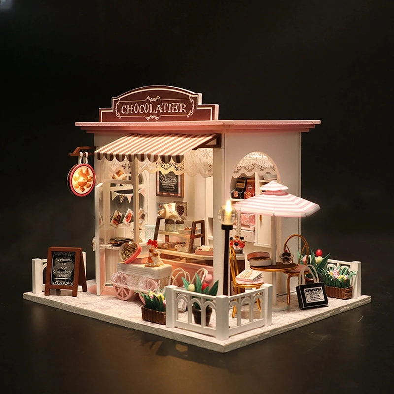 

DIY Wooden Villa Model Large Size Handmade Assembly Creative Gift For Girls Dollhouse Furniture Simulation Miniature House