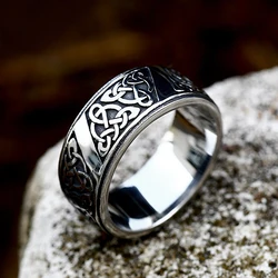 Punk Vintage Stainless Steel Celtic Knot Ring For Men Simple Valknut Ring Biker Fashion Amulet Jewelry Gifts Dropshipping