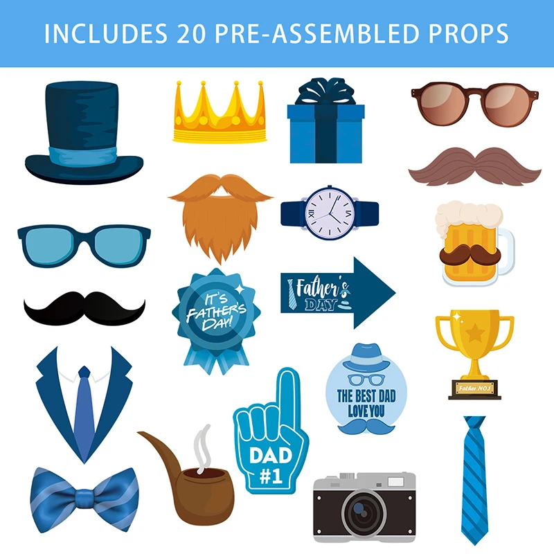 20 قطعة عيد الأب سعيد موضوع قناع حفلة أفضل أبي كابينة تصوير الدعائم ل 2025 عيد الأب حفلة عيد ميلاد التصوير الديكور