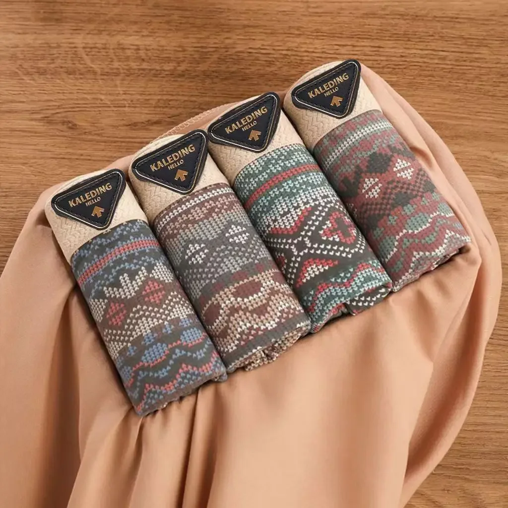 4pcs Ethnic Style Men's Underwear Light Luxury Style Men Boxershorts Comfortable Breathable for Young People Fashion Men Panties