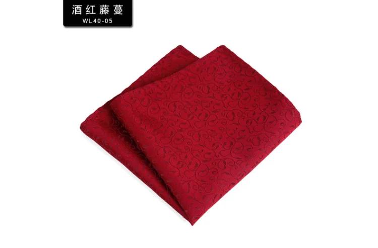 24cm Formal Paisley Pocket Square Mens Polyester Black Red Handkercheif Wedding Party Tuxedo Accessories Elegant Hanky Cravat