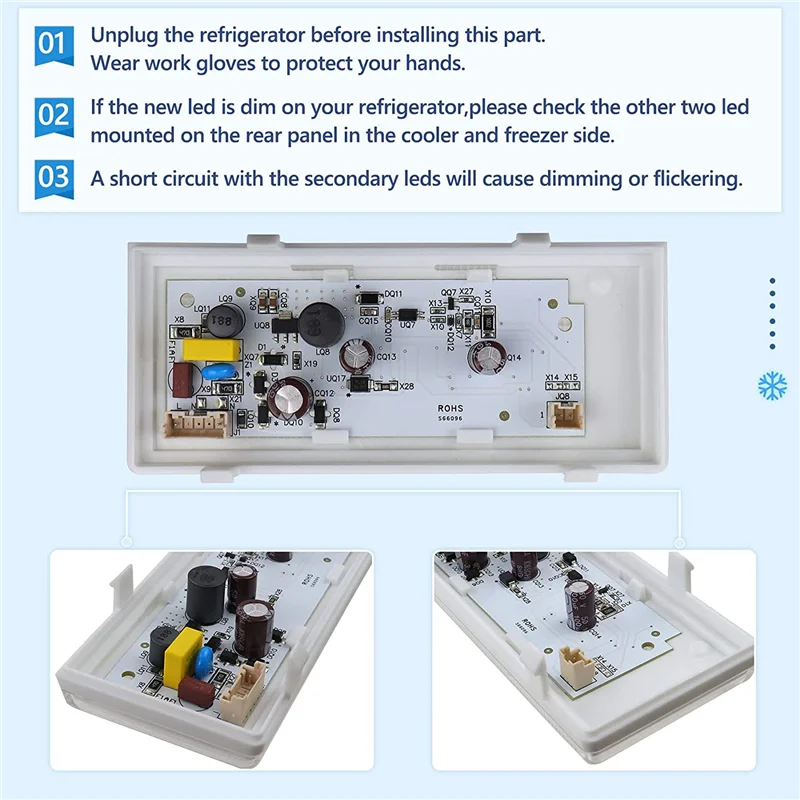 

【Must-Haves】Upgraded W10515058 LED Light Refrigerator Freezer Main LED Light Compatible With Whirlpool/Kenmore/Maytag,Refrigerat
