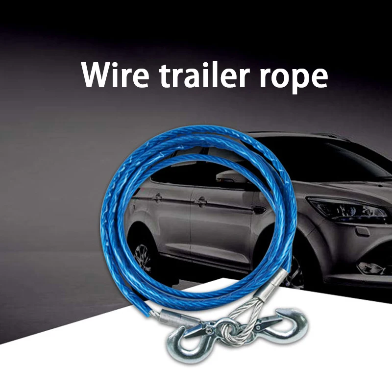 Auto Supplies 4 M 5T Strong Steel Wire Trailer Rope Auto Rescue Traction Rope Off-road Vehicle General Thick Rescue Rope