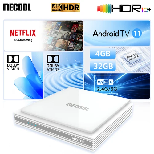 MECOOL Android TV Box KM2 Plus Deluxe con Netflix 4K certificado Dolby Atmos/Dolby Vision 4 + 32G WiFi6 1000M puerto LAN reproductor multimedia