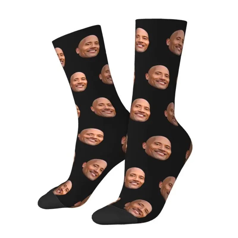 The Rock Face Dwayne Dress Socks Men's Women's Warm Fashion Novelty American Actor Johnson Crew Socks