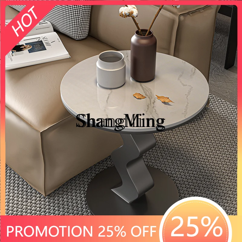 

FG new modern light luxury rock slab side table living room sofa side table creative simple balcony small round table
