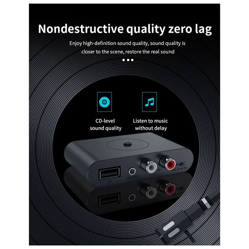 Bluetooth 5.3 Audio Receiver Jack Stereo Music Wireless Adapter  Speaker Amplifier Fit For Car Kit 1Set