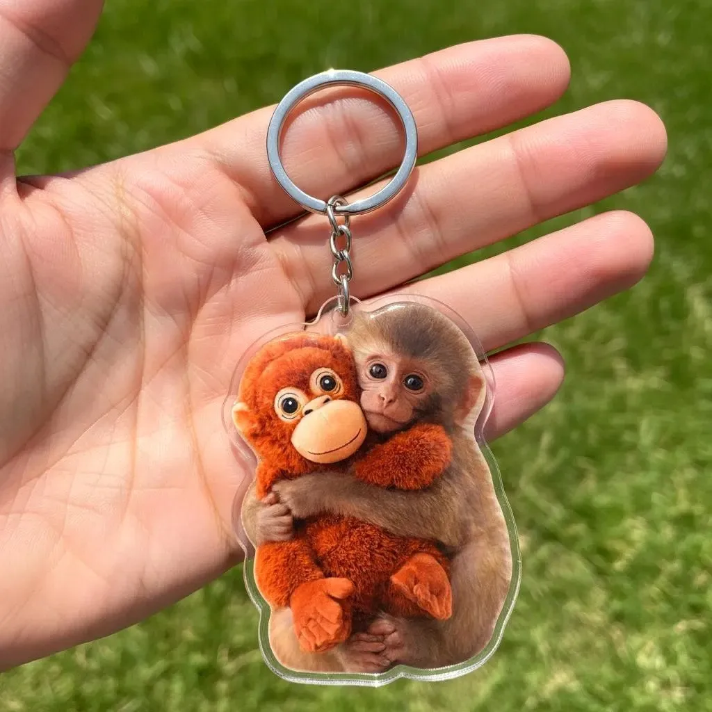 Fashion Punch Monkey Keychain Accessories Bag Kawaii Cute Animal Key Ring Chains Jewelry Fans Friends Birthday Gifts