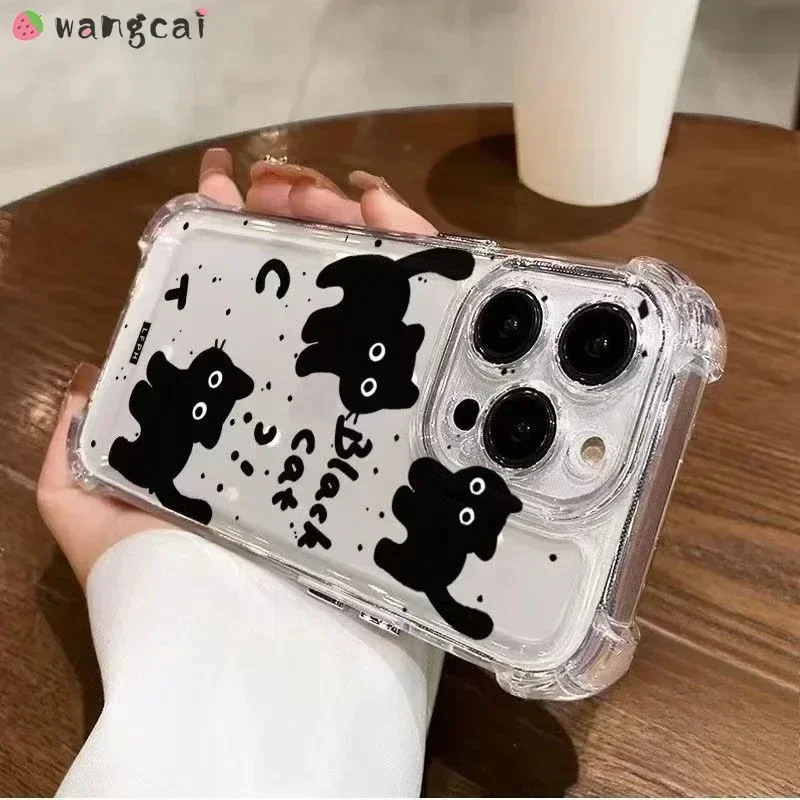 Etui na telefon Motorola Edge Plus 50 40 30 Neo Pro G84 G22 G23 G13 G04s G54 G14 G72 G34 E22i E13 G53 Cute Black Cat Cover