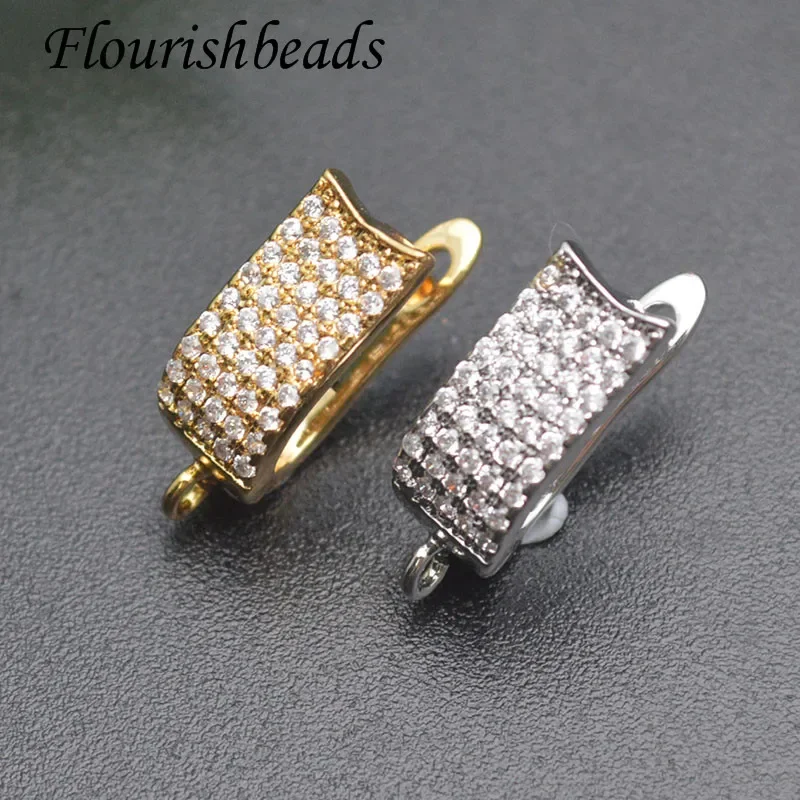 Luxury New Design CZ Beads Paved Metal Silver Color Earring Hooks Leverback Earwire for Quality Jewelry Making