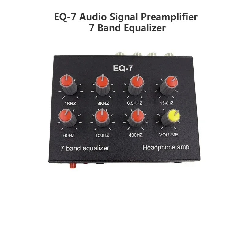 เสียง EQ-7 สัญญาณเสียง Preamplifier 7 Band Equalizer ปรับ High School เสียงเบสโทรศัพท์คอมพิวเตอร์เครื่องขยายเสียงหูฟัง