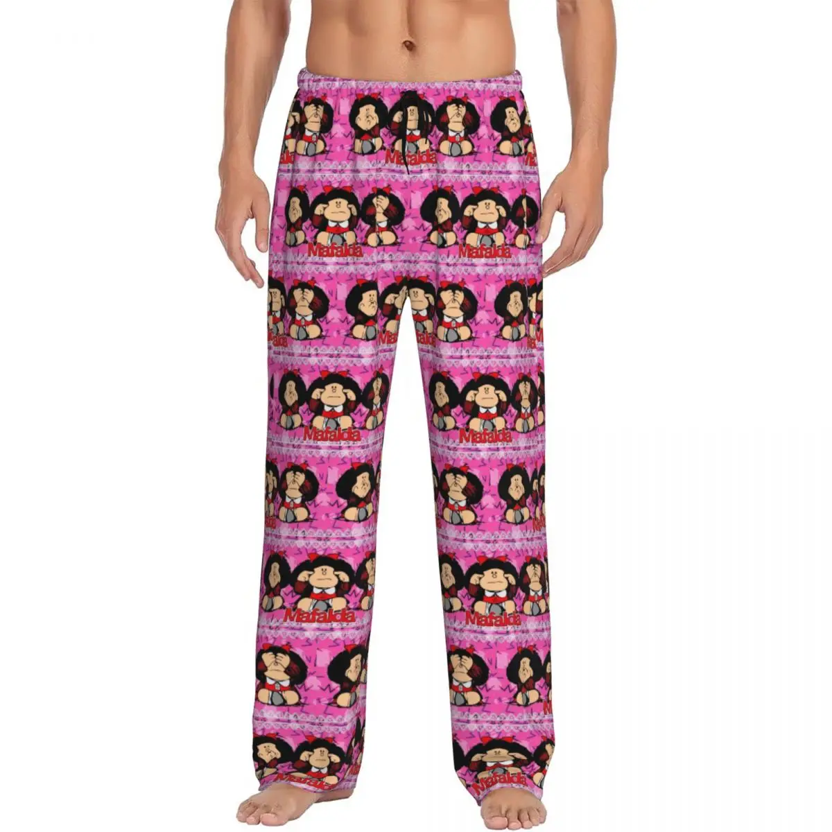 Custom Mafaldas Hot Cartoon Pajama Pants Men Lounge Sleep Drawstring Sleepwear Bottoms with Pockets