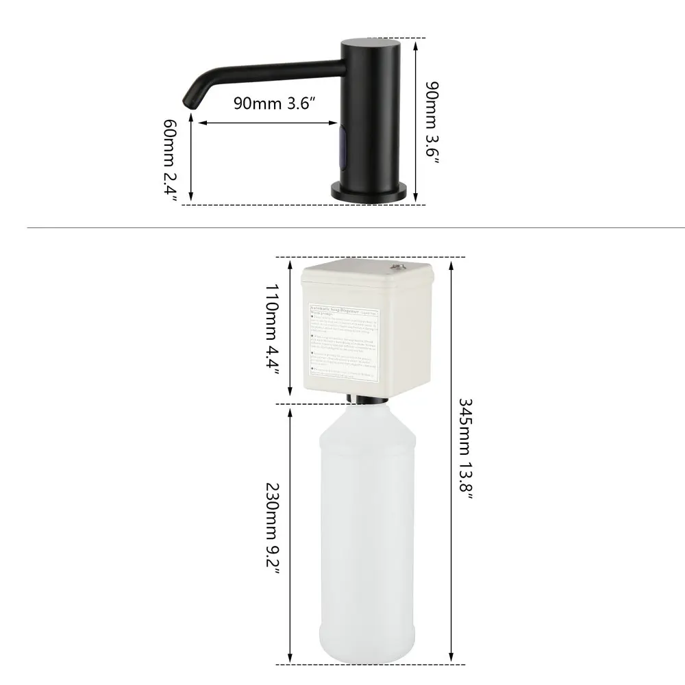 JIENI Automatic Kitchen Soap Dispenser Bathroom Dispenser for Liquid Soap Lotion Dispensers Tool Stainless Steel Head ABS Bottle