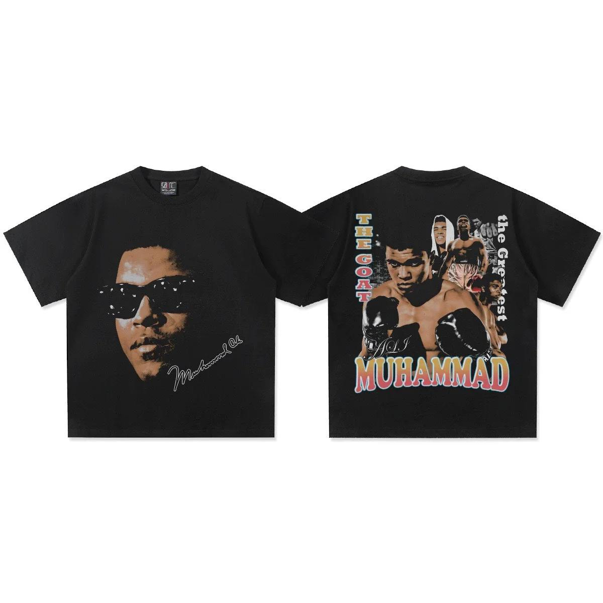 

Двусторонняя уличная футболка в стиле Харадзюку Muhammad Ali THE GOAT, 100% хлопок, большие мягкие повседневные уличные футболки с мультизвездным принтом