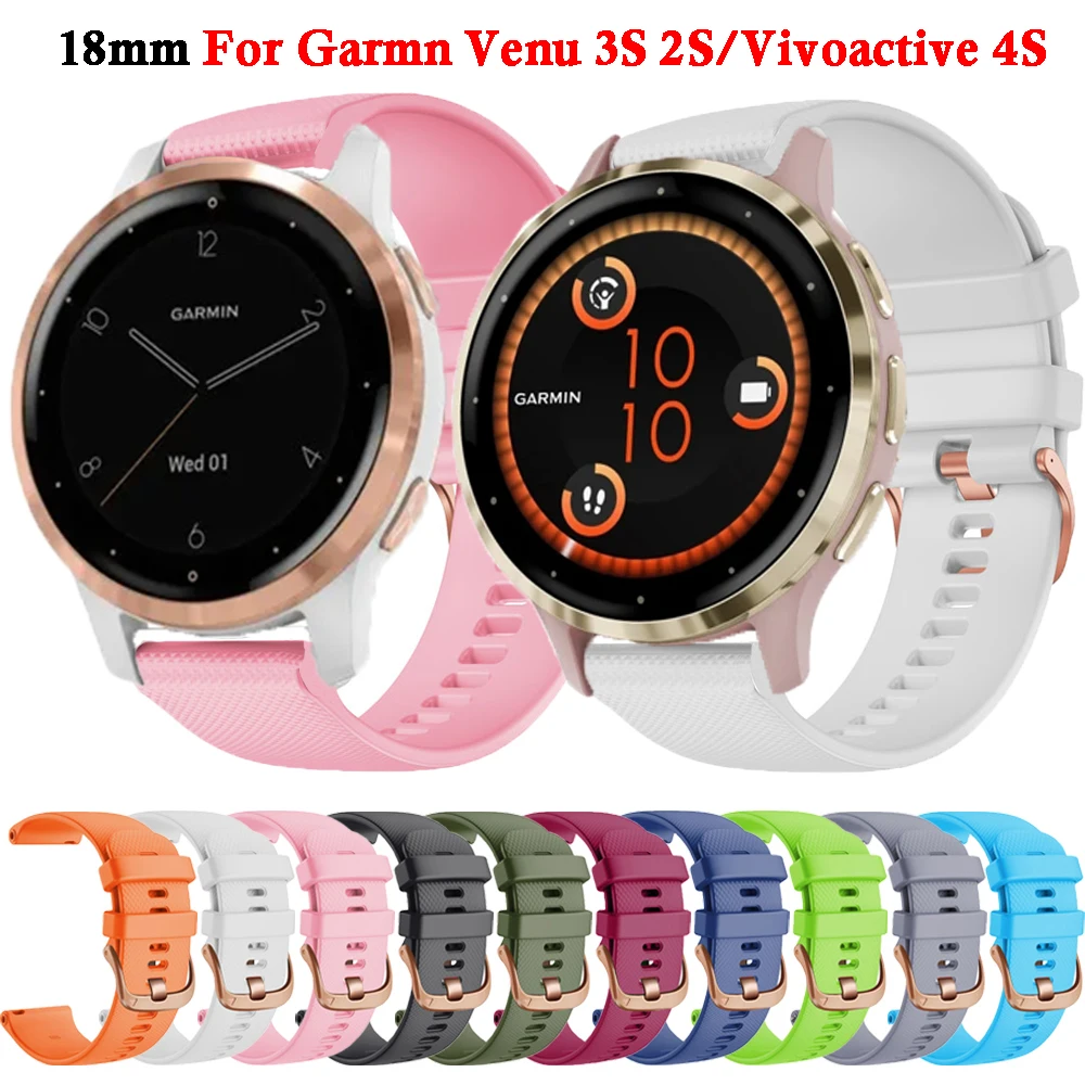 18mm Silicone Band For Garmin Venu 3S 2S/Vivoactive 3S 4S/Vivomove 3S/Move 3S Strap bracelet For Forerunner 265S 255S