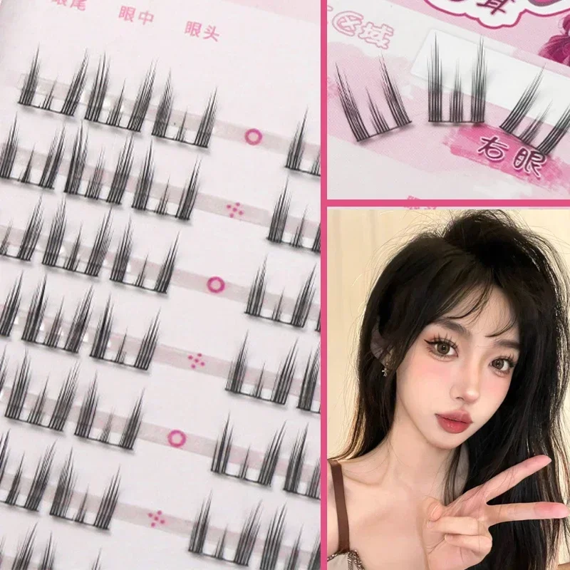 8 Rijen Cat Eye Valse Wimpers Pluizige Natuurlijke Manga Nerts Nepwimpers Handgemaakte Individuele Nepwimpers Make-Up Wimper Extensie