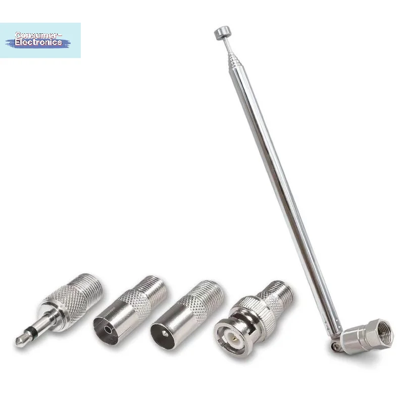 【4/5Pcs AV Stereo Receiver Amplifier Rod Antenna 3.5mm Adapter FM Radio Antenna Telescopic Screw F Type Male Plug Connector】