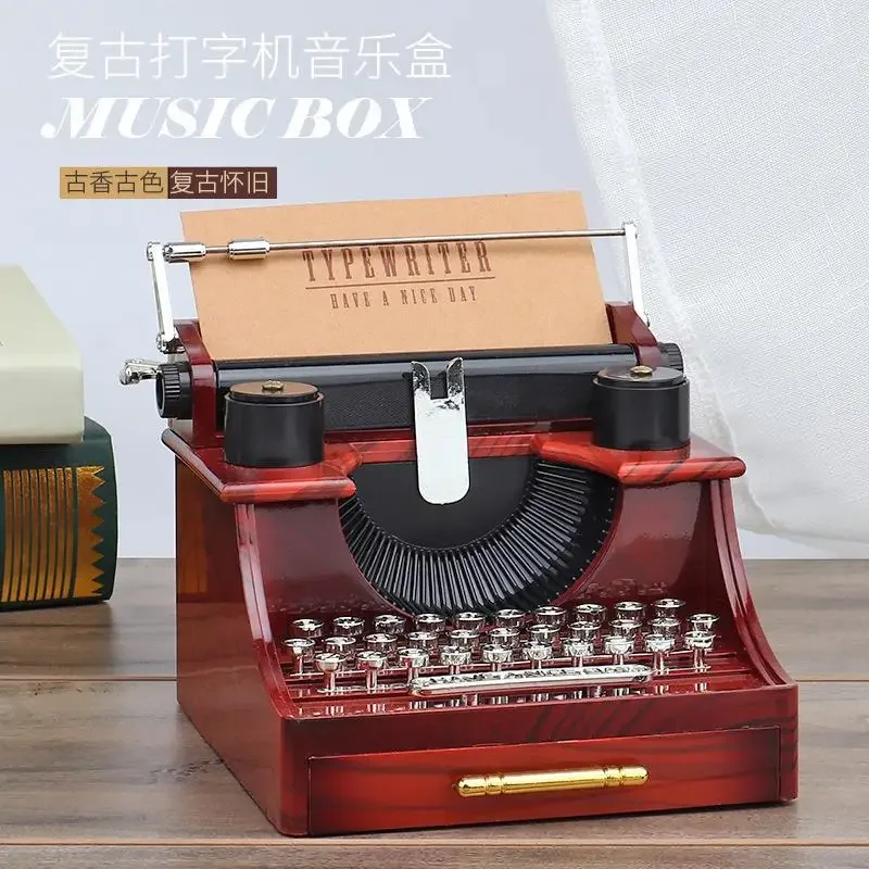 Vintage nostalgic typewriter music box music box creative bar cafe desktop projector decoration home decoration ornament crafts