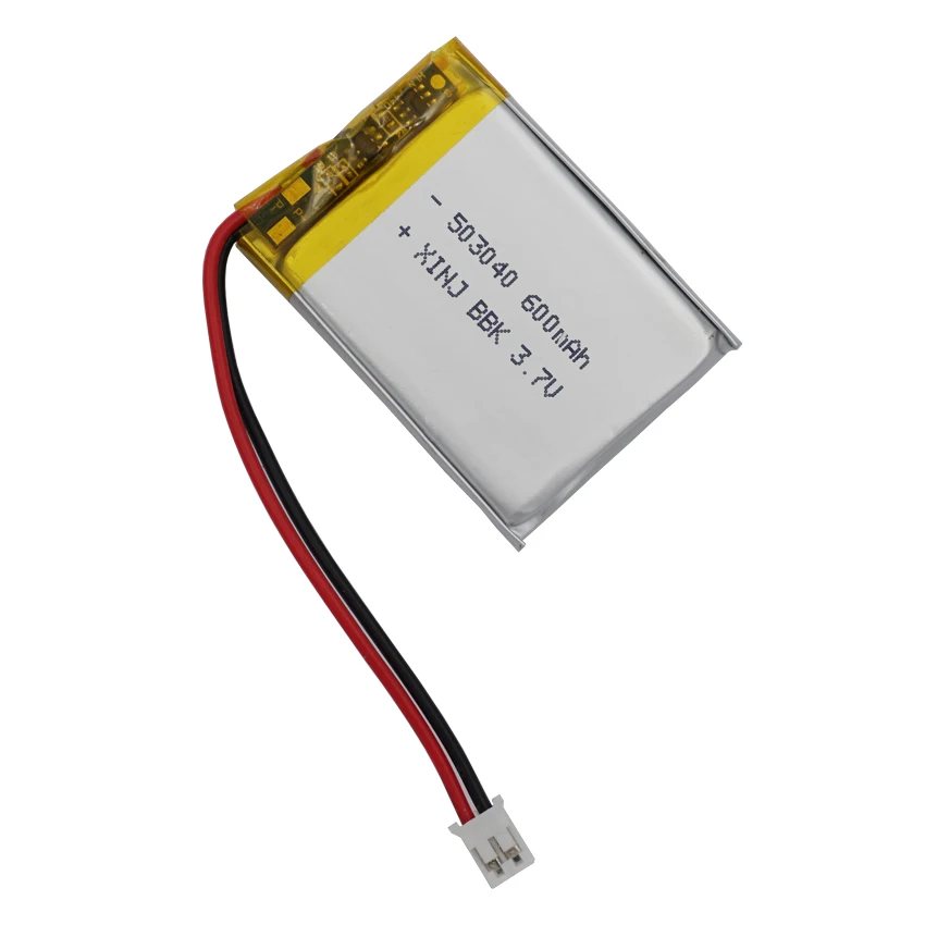 Batería de polímero de litio LiPo de 5 piezas, 3,7 V, 600mAh, 2,22 WH, JST-PH, 2 pines, enchufe de 2,0mm, para Altavoz Bluetooth, grabadora de conducción por satélite