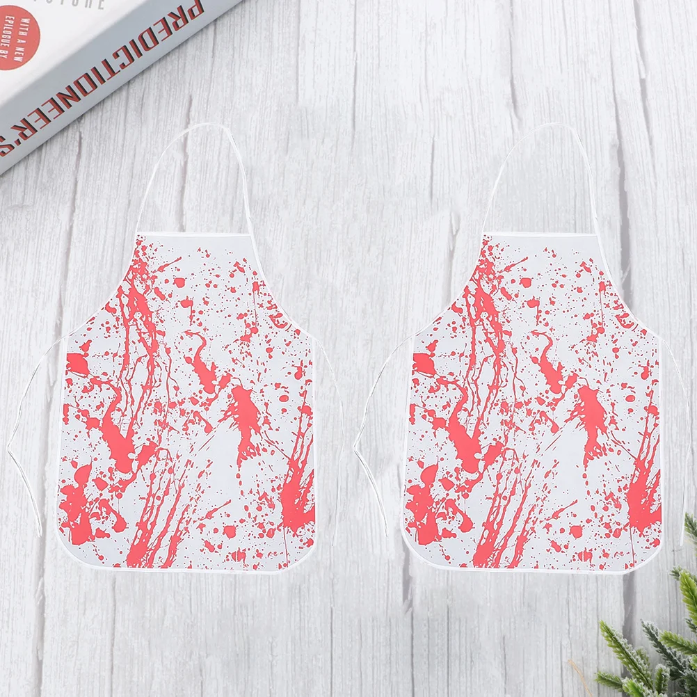 

1Pair Blood Splatter Apron White Cloth Halloween Horror Party Butcher Costume Blooded Apron Scary Stage Performance