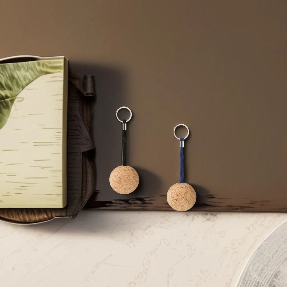 2 قطعة سلسلة المفاتيح الكرة الخشبية العائمة المزدهر المحمولة خفيفة الوزن حلقة رئيسية للرياضات المائية في الهواء الطلق التجديف القوارب تصفح الإبحار #5