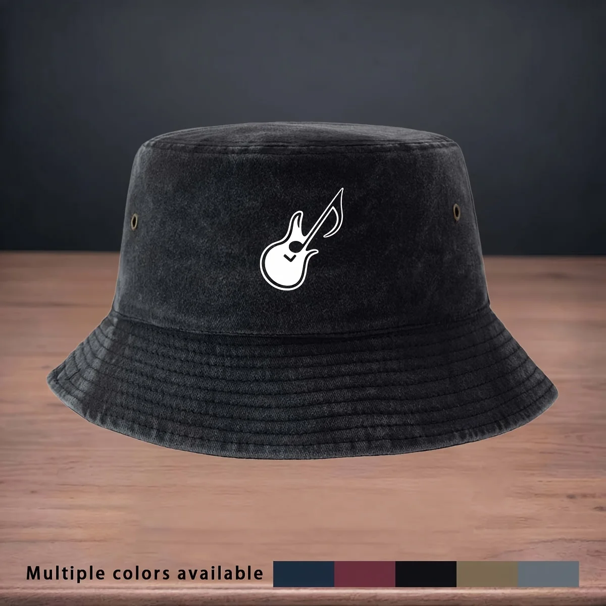 High-Quality Printed Guitar-Shaped Musical Note Pattern Fisherman Hat, Fishing Lure, Essential Fishing Hat, Foldable Storage, Ea