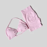 Impact Gym Set Women 2 Piece Sets Halter Neck Tank Tops High Waist Scrunch Seamless Shorts Sport Suit Sportswear Workout Set - Image 3
