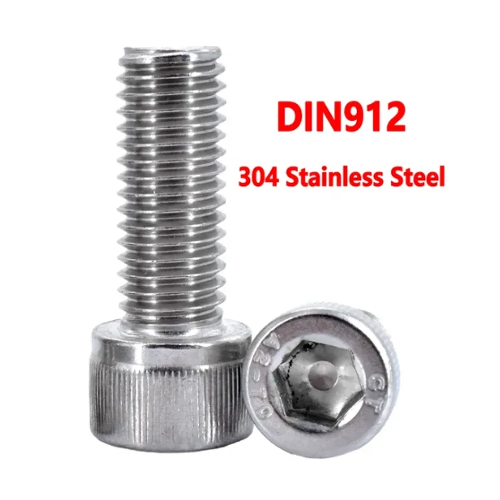 5–55 Stück 304 runde Edelstahl ISO7380 Innensechskantschraube DIN912 Sechskant-Innensechskantschraube M2 M2,5 M3 M4 M5 M6 M8 L = 4–55 mm