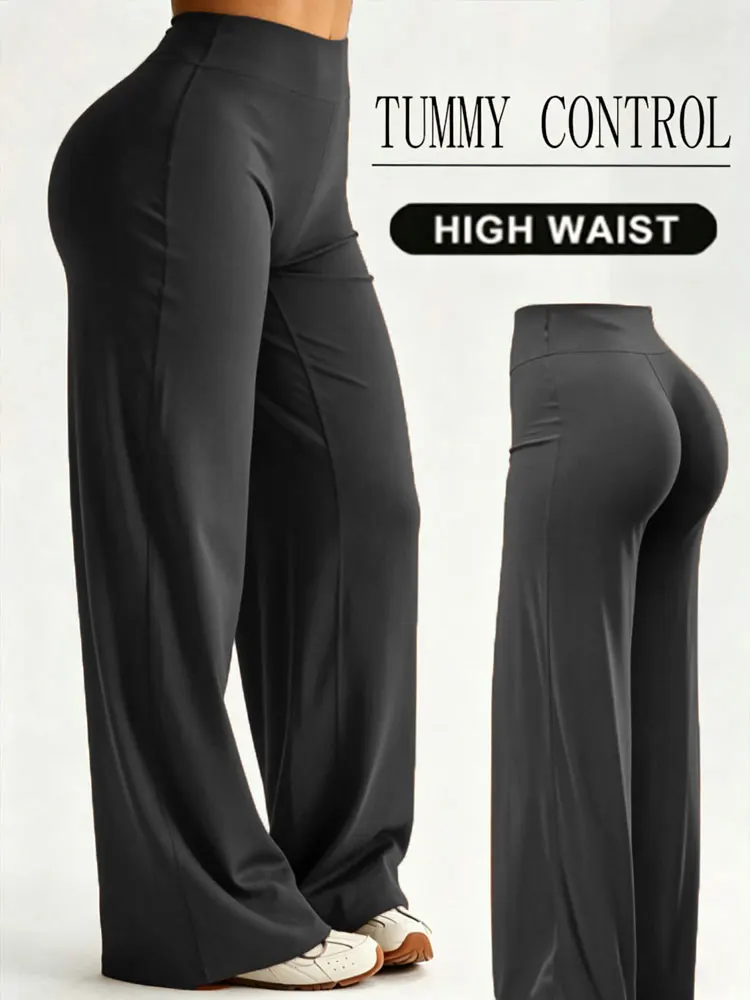 High-Waist Straight Leg Workout-Hose Hautfreundliche Hüftformende Casual Sport-Leggings Trainings-Bodyshaping Fitness-Unterwäsche