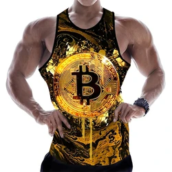Man Tank Tops 3D Bitcoin Printing Vest Summer Fashion And Leisure O Neck Male Clothing Bodybuilding Singlets Fitness Vest 2024