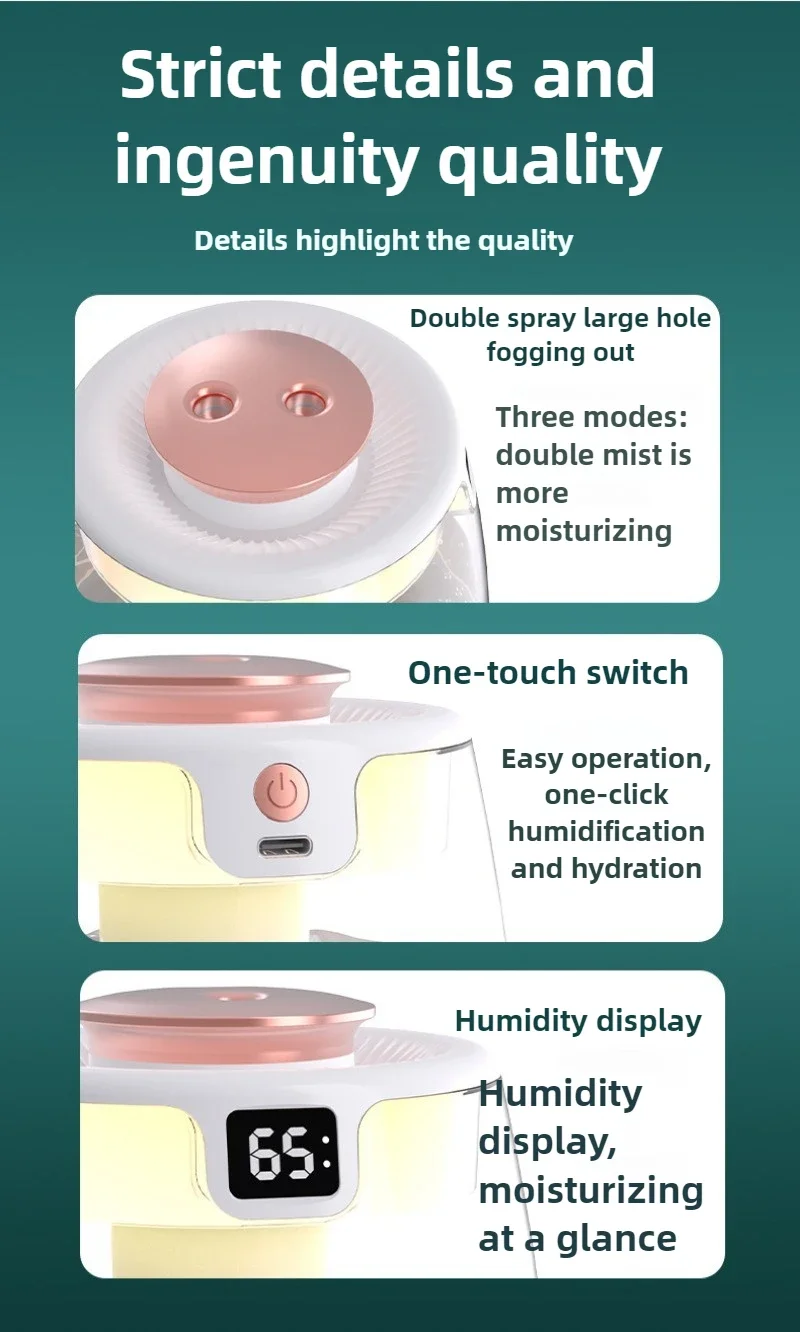 Air Humidifier Household Large Fog Volume and Large Capacity Small Usb Desktop Atomizing Humidifier Digital Display