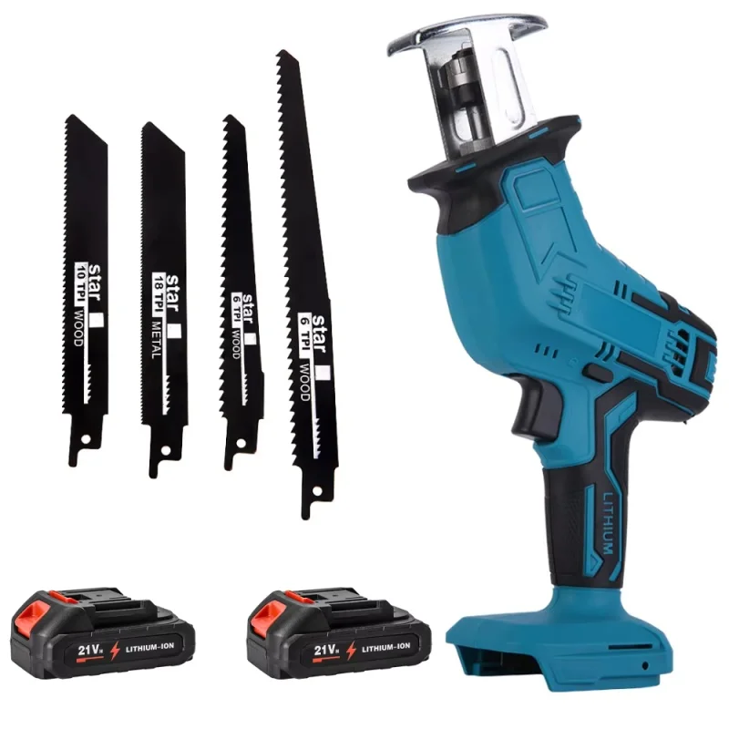 Sierra Recíproca Eléctrica Inalámbrica de 100 mm, 3000 rpm, Velocidad Variable, Herramienta de Corte de Metal y Madera, Sierra Eléctrica para Batería Makita de 18 V