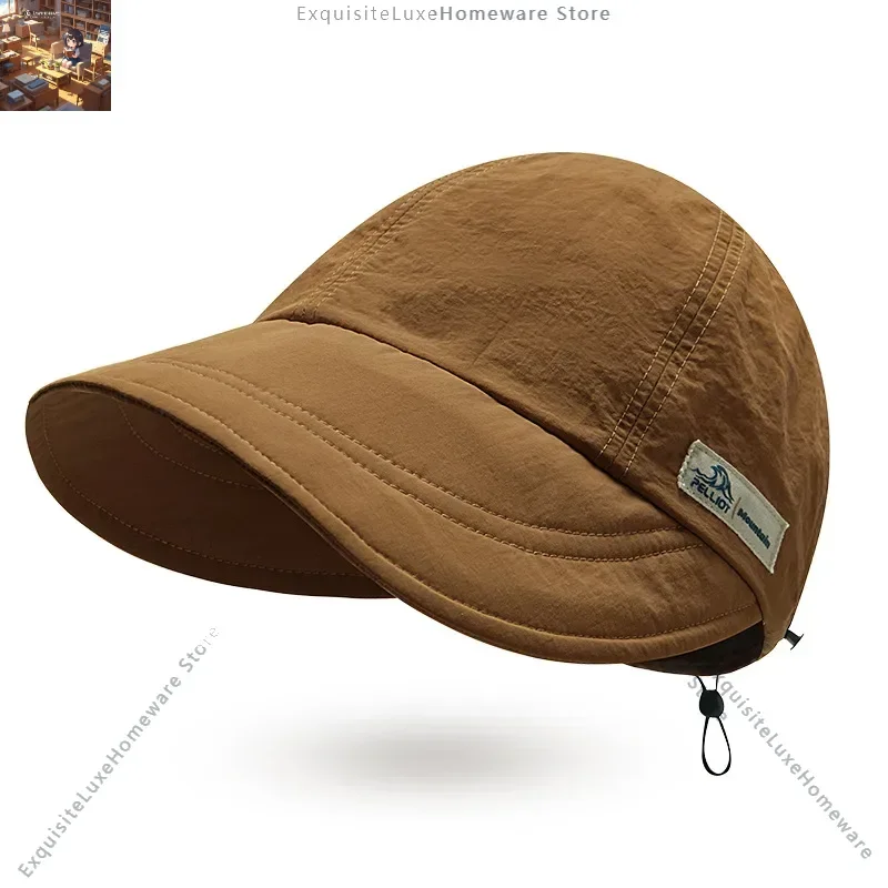 

Boshi and sunscreen hat women's spring and summer big brim full face sunshade cap showing face small bucket hat