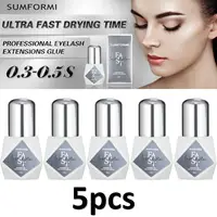 5 botellas Gollee pegamento para extensión de pestañas 7-9 semanas pegamento para pestañas de injerto de larga duración 0,3-1s pegamento negro de secado rápido sin látex