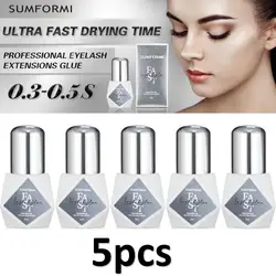 5 Bottles Gollee Eyelashes Extension Glue 7-9 Week Long Lasting Grafting Lashes Glue 0.3-1s Quick Drying Black Glue Latex Free