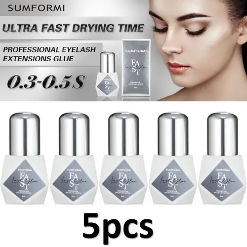 5 botellas Gollee pegamento para extensión de pestañas 7-9 semanas pegamento para pestañas de injerto de larga duración 0,3-1s pegamento negro de secado rápido sin látex