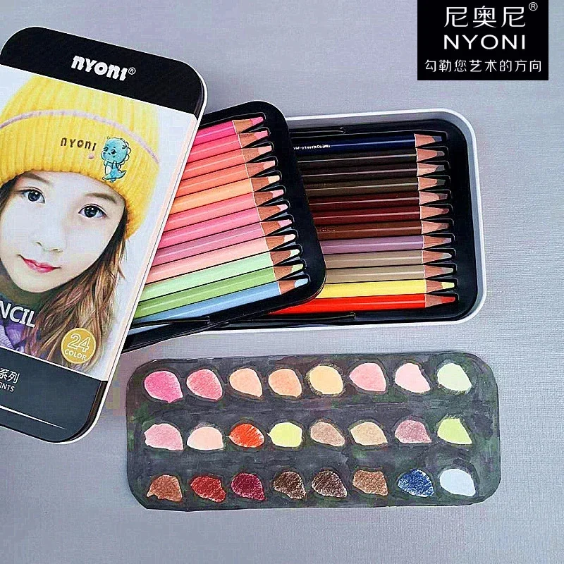 

Nyoni Skin Tone Oil Pencil 24 Color Tints Soft Pastel Portrait Sketch Pencil Wood Color Pencils For Artist School Art Supplies