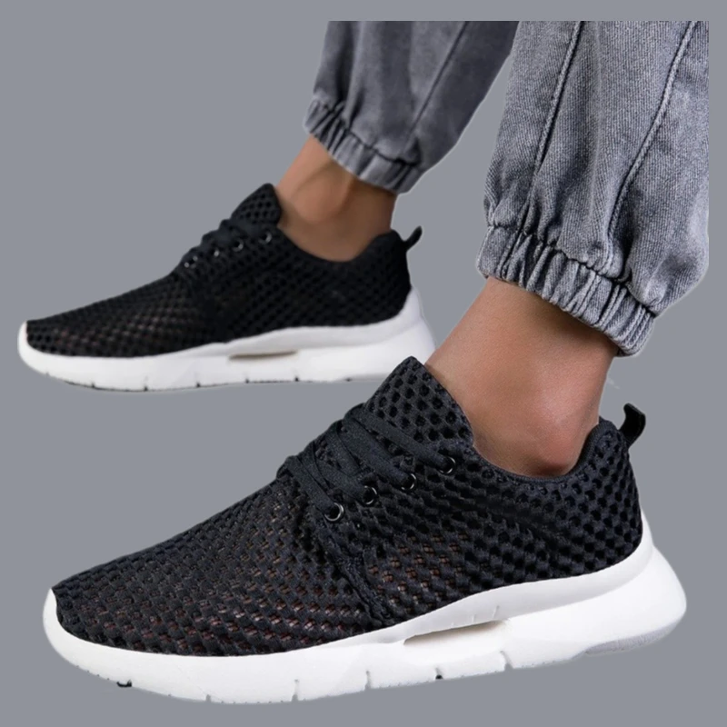 

Summer Lightweight Hiking Comfortable Casual Shoes Black Slip-On Driving Male Loafers New White Mesh Shoes for Men Breathable