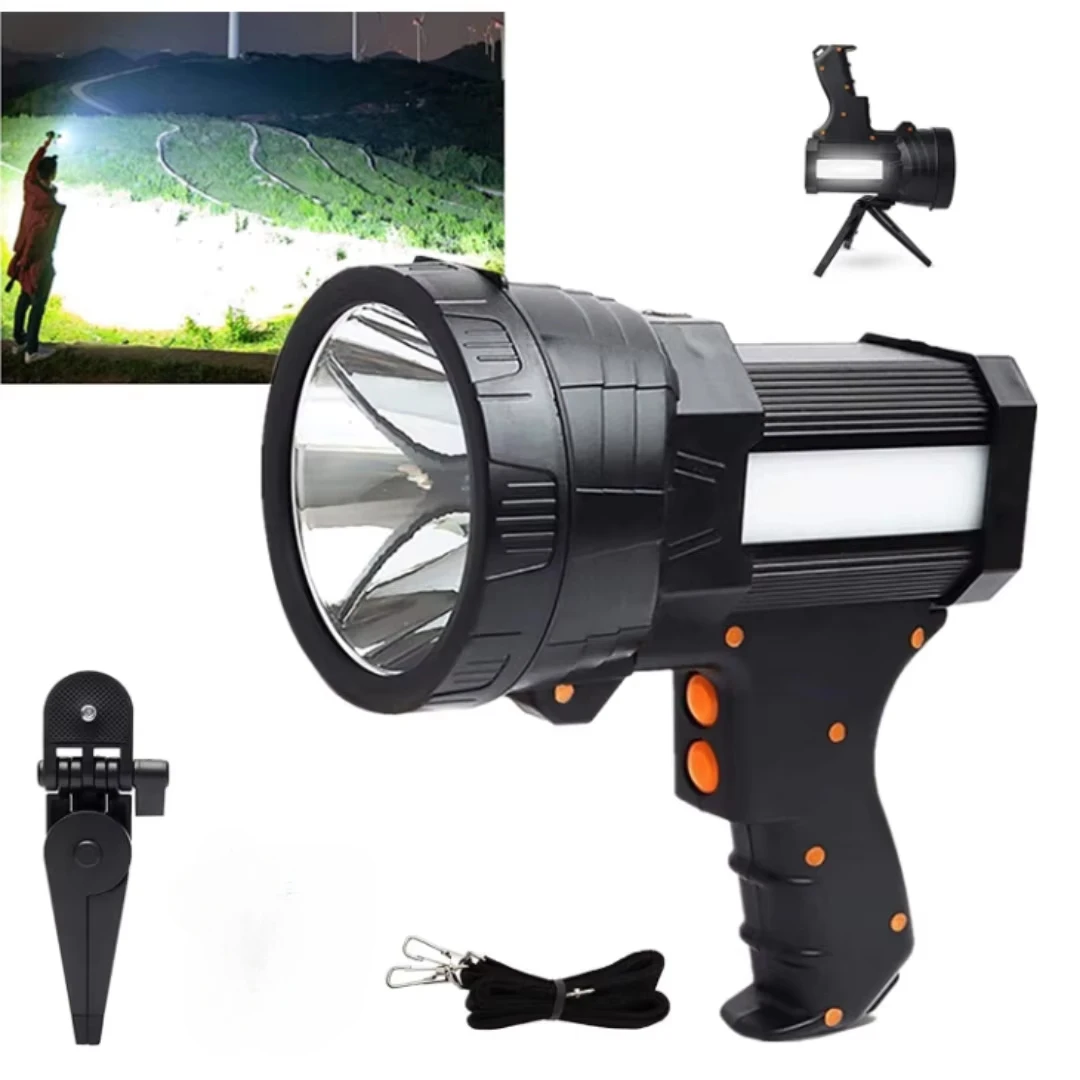 Rechargeable LED Spotlight Flashlights, High Lumens, 10000 Lumens, Flood, Camping, Flashlight with Long Lasting Battery