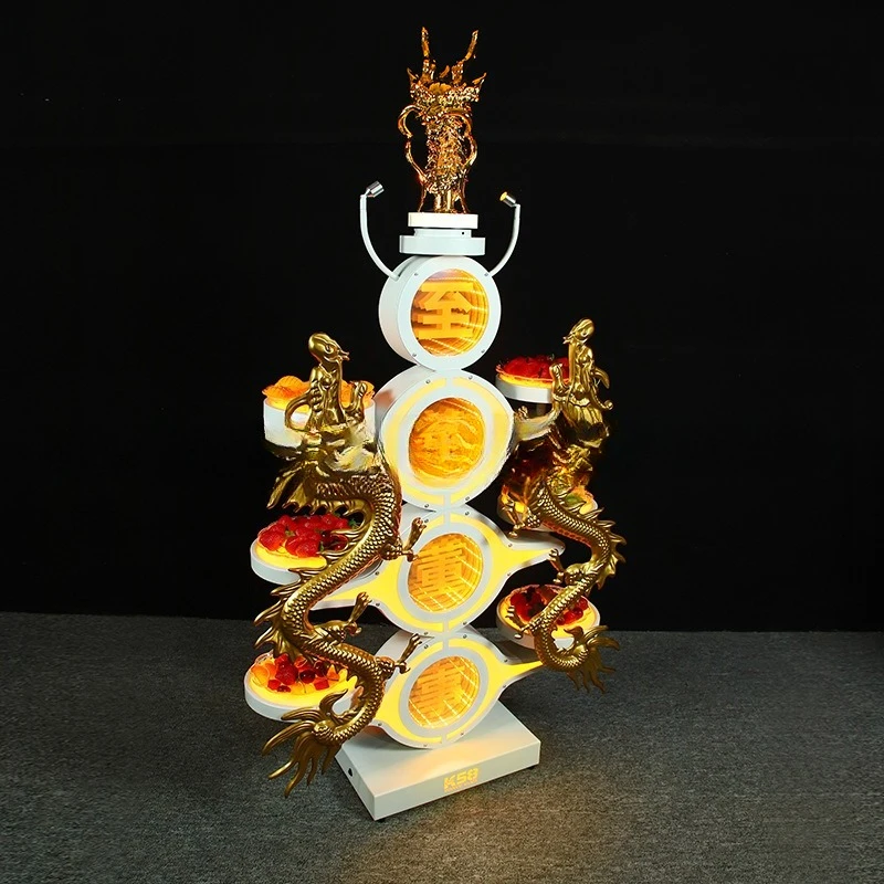 Bar nightclub luminous fruit supreme director luxury rotating golden dragon fruit plate ktv exclusive snack plate