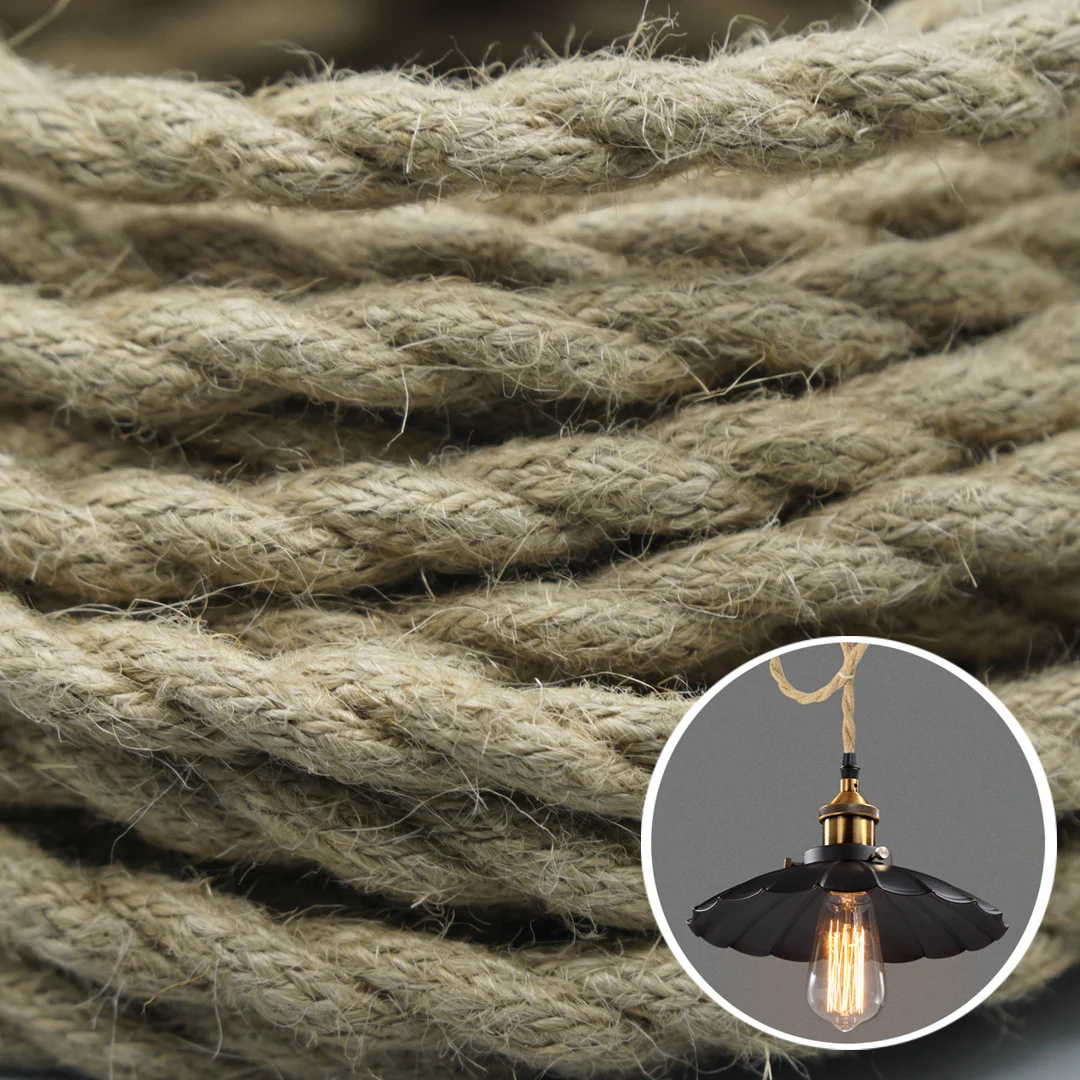 2 Core 3 Core Rope Twisted Cable Retro Hemp Electrical Wire Copper Vintage Lamp Woven Textile Wire Pendant Light Braided Cord