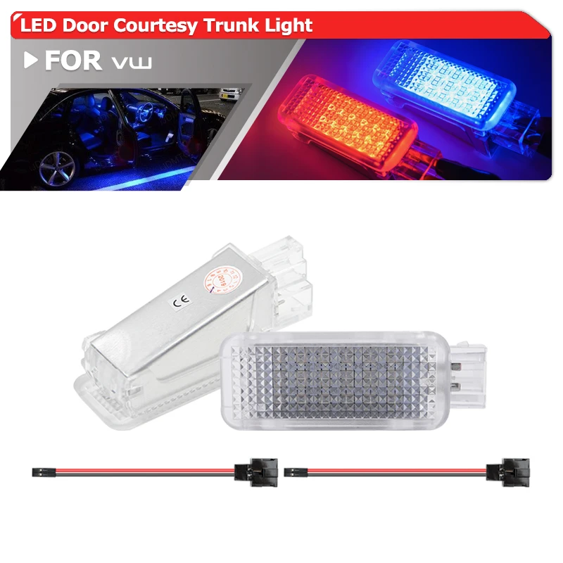 Dla VW Touareg Tiguan Eos Passat B5 B6 CC Golf GTI MK5 MK6 biały/czerwony/niebieski Led SMD drzwi dzięki uprzejmości bagażnika bagażnik światła na nogi
