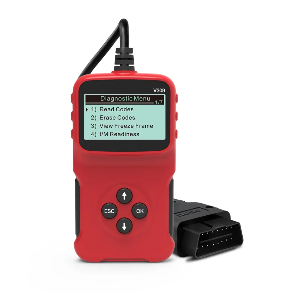 V309 multifunctional car diagnostic instrument code reader is packaged in the same functional color box as MS309