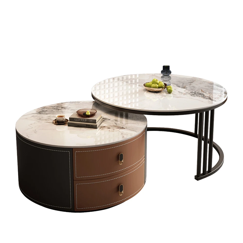 Tables Basses Rondes Simples au Design Moderne et Minimaliste, Mobilier de Salon Unique