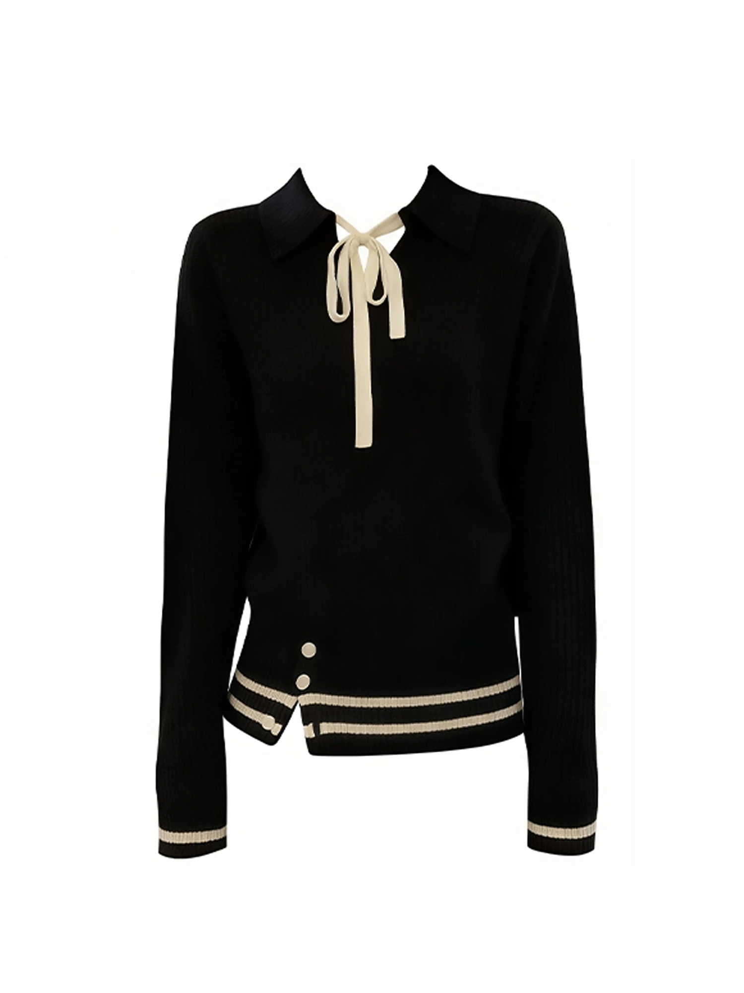 

Women Black Gothic Lace-up Knit Pullover Sweater Vintage 2000s Jumper Knit Long Sleeves Oversize Cashmere Sweater Autumn Winter