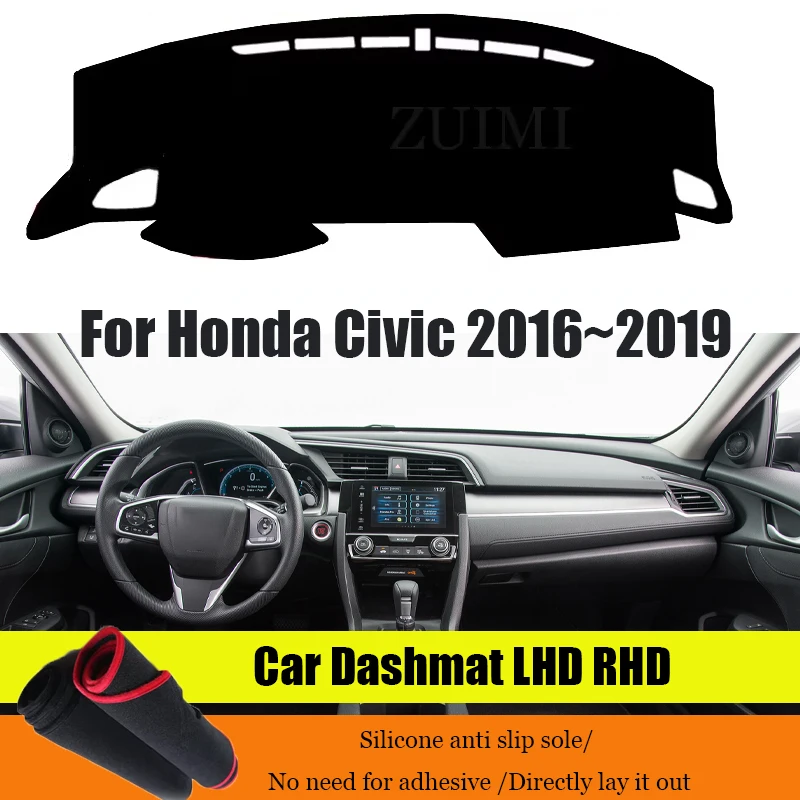 

ZUIMI For Honda Civic 2016~2019 LHD RHD Dashboard Cover Dash Mat Dashmat Dash Board Cover Pad Sun Shade High Quality Dustproof